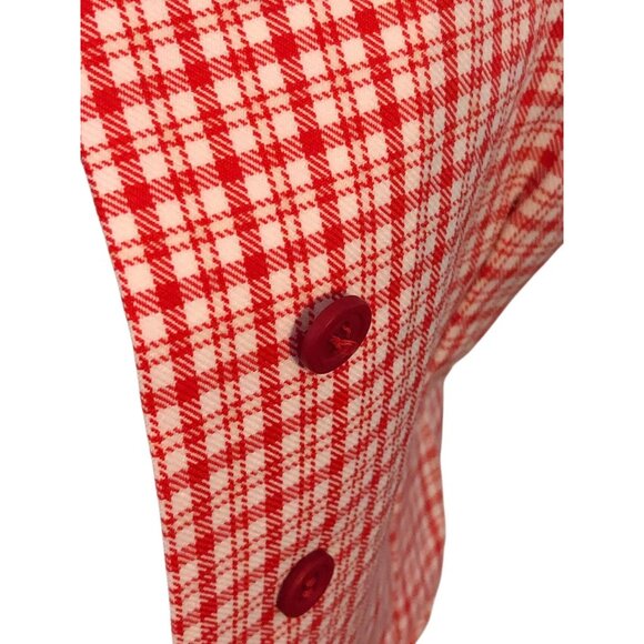 Vintage Style Handmade Tapered Darted Red White Striped Plaid Vest MEASUREMENTS - Picture 8 of 16